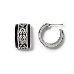 Intrigue Soiree Two Tone Hoop Earrings -Brighton intrigue soiree two tone hoop earrings silver black 1