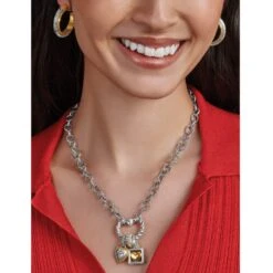 Mabel Heart Charm Holder Necklace -Brighton mabel heart charm holder necklace silver 2